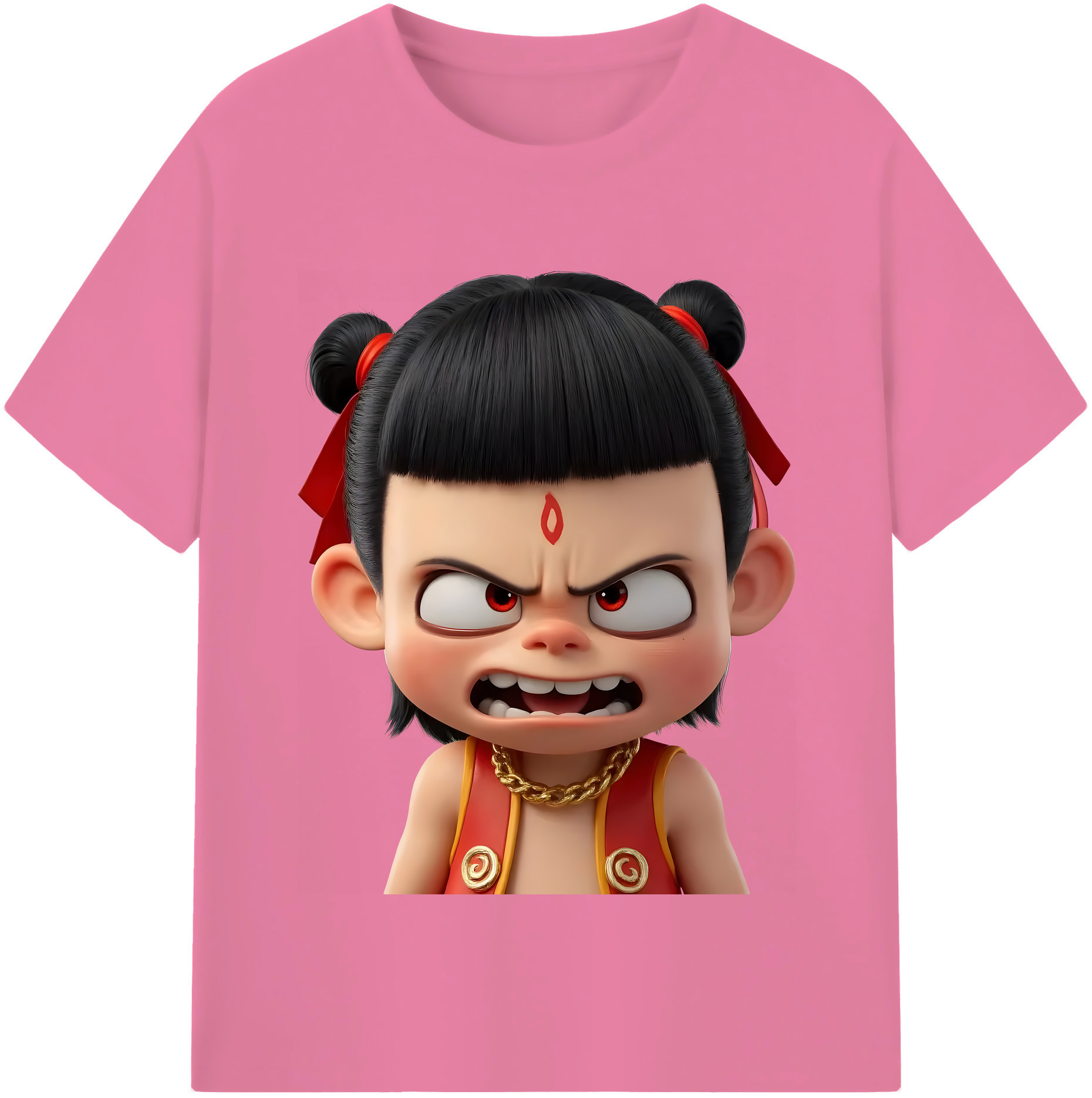 （画像用） Ne Zha 2 ナタ 魔童の大暴れ 綿100％半袖Tシャツ（フロントプリント）
